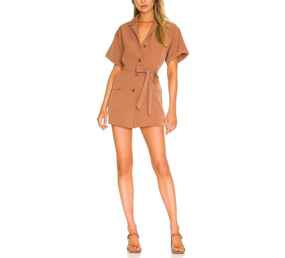 L'Academie Belted Light Brown Lilianna Romper Size L